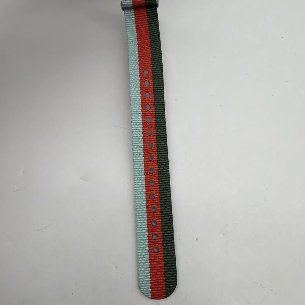 Fossil 18mm lug unisex weaved nylon watch band green orange turquoise S181086